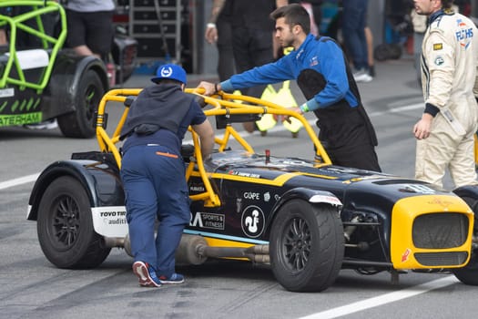 11-20-2022 PORTUGAL, LISBON: Caterham Festival Estoril - racing kart at the pit stop. Mid shot