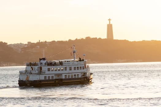 PORTUGAL, LISBON 11-25-2022: River Cruise on the Tagus River. Mid shot