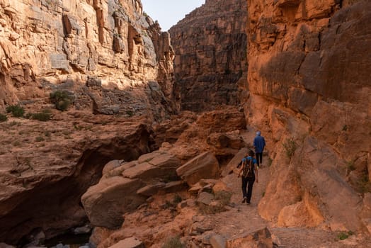 Hiking through the iconic Amtoudi canyon in the Anti-Atlas, Morocco