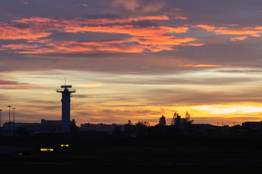 30 November 2022 PORTUGAL, LISBON: runway at sunset. Mid shot