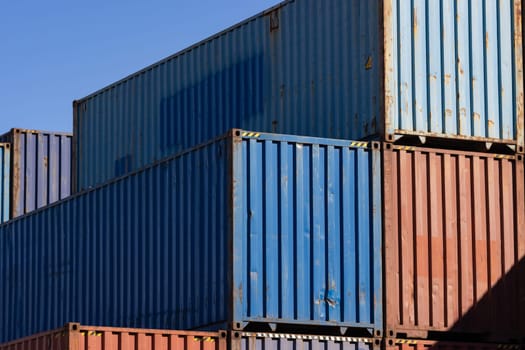 Lots of Industrial containers ready for shipping. Mid shot