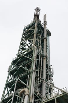 High tower for oil and gas refining. Vertical shot