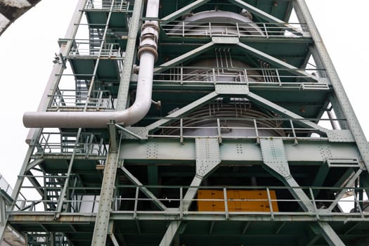 Floors of the oil and gas processing tower. Mid shot