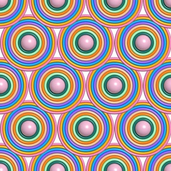 Round inflated figures, pattern. 3d rendering illustration