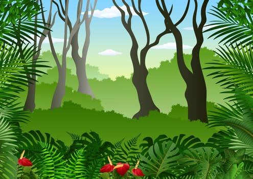 Seamless with Tropical forest background