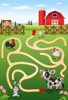 Help the cow to find the farm