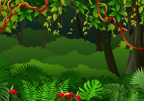 Seamless with Tropical forest background