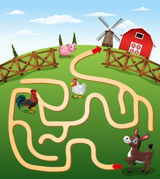 Help the donkey to find the farm