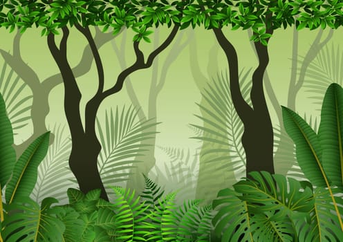 Seamless with Tropical forest background