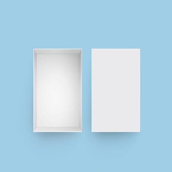Branding cardboard boxes. on beige blue background