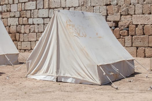 Roman legionary tent or contubernium. Replica of tents used in the campaigns of the roman army