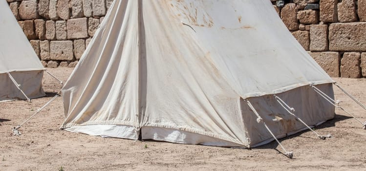 Roman legionary tent or contubernium. Replica of tents used in the campaigns of the roman army