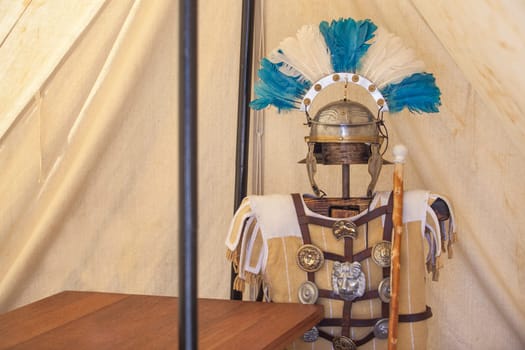 Roman legionary officer tent. Replica of tents used in the campaigns of the roman army