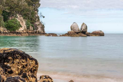 Famous split rock at the coast near to Abel Tasman National Park, New Zealand