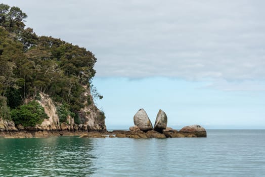Famous split rock at the coast near to Abel Tasman National Park, New Zealand