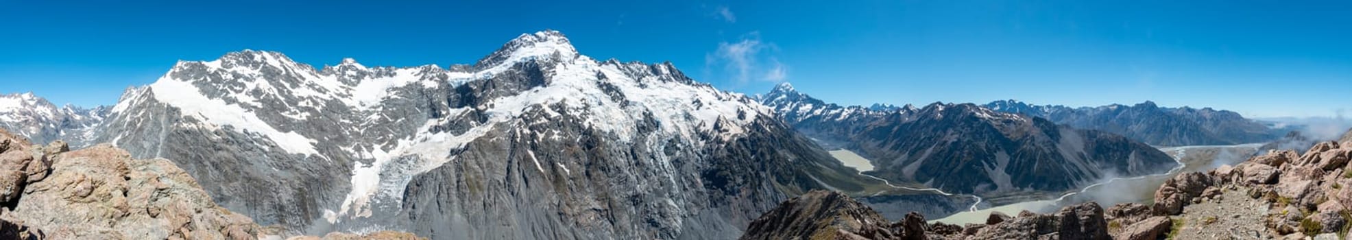 Mount Sefton , Mount Cook and Hooker valley from Mueller Hut Route, Aoraki National Park, South Island of New Zealand