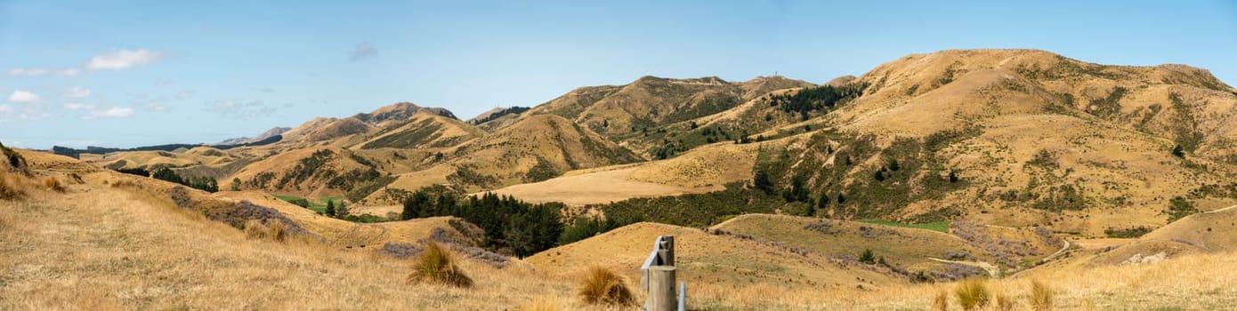 Rural dry farmland and hills at Marlborough district, South Island of New Zealand