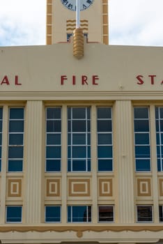 Famous Art Deco building in Wellington, the Central Fire Station, New Zealand