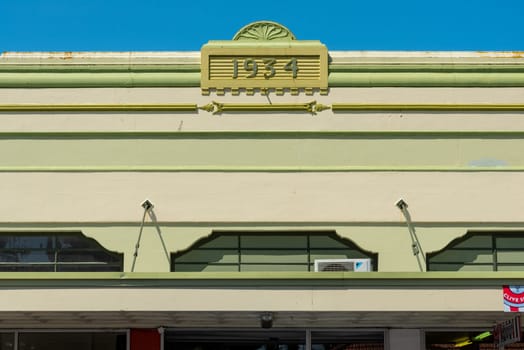 Famous Art Deco buildings in downtown Napier, North Island of New Zealand