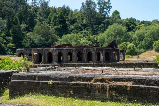 Decayed stamping battery in Karangahake, Coromandel peninsula in New Zealand