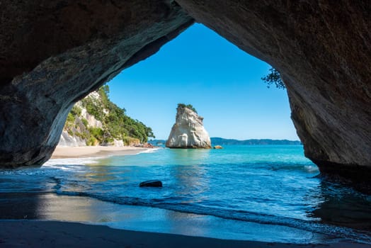 Scenic Cathedral Cove at Coromandel peninsula, New Zealand