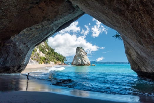 Scenic Cathedral Cove at Coromandel peninsula, New Zealand