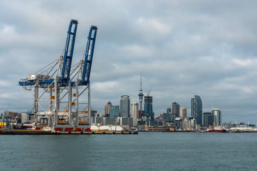 AUCKLAND, NEW ZEALAND - JANUARY 24, 2023 - Cargo harbor in Auckland, New Zealand