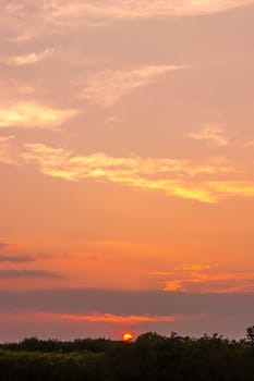 Abstract and pattern of cloud sky Calming coral, Orange, Trend color of the year background, Pattern of colorful cloud and sky sunset or sunrise: Dramatic sunset in twilight, Beautyful of sky