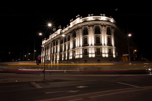 Beautifully illuminated classic palace in the center of Vienna, Austria