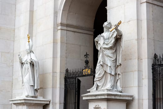 Marble Sculpture of Saints at the Main Entrance of the Salzburg Cathedral, Austria