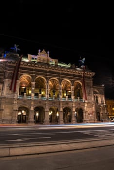 VIENNA, AUSTRIA- SEPTEMBER 16, 2022 - The famous Vienna Opera house at night, Austria