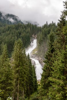 Scenic view of the famous Krimml waterfalls in the High Tauern National Park in Austria