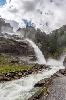 Scenic view of the famous Krimml waterfalls in the High Tauern National Park in Austria