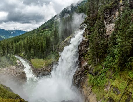 Scenic view of the famous Krimml waterfalls in the High Tauern National Park in Austria