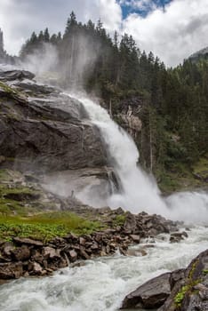Scenic view of the famous Krimml waterfalls in the High Tauern National Park in Austria