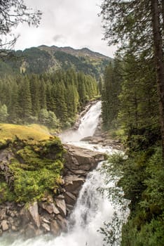 Scenic view of the famous Krimml waterfalls in the High Tauern National Park in Austria