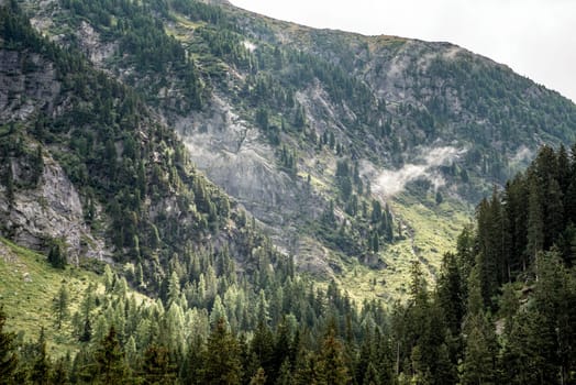 Beautiful cloudy mountain landscape in the High Tauern National Park in the Austrian Alps