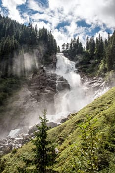 Scenic view of the famous Krimml waterfalls in the High Tauern National Park in Austria