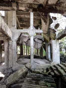 Scenic bunker ruin from WWII at Westerplatte peninsula in Danzig, Poland