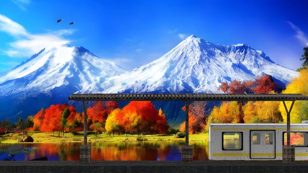 The View from outside window of train at small train station