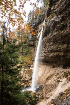 Below the scenic Pericnik waterfall in the Triglav National Park, Slovenia
