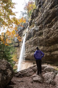 Below the scenic Pericnik waterfall in the Triglav National Park, Slovenia