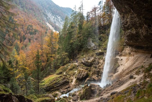 Below the scenic Pericnik waterfall in the Triglav National Park, Slovenia