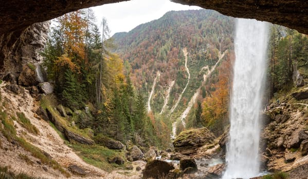 Below the scenic Pericnik waterfall in the Triglav National Park, Slovenia