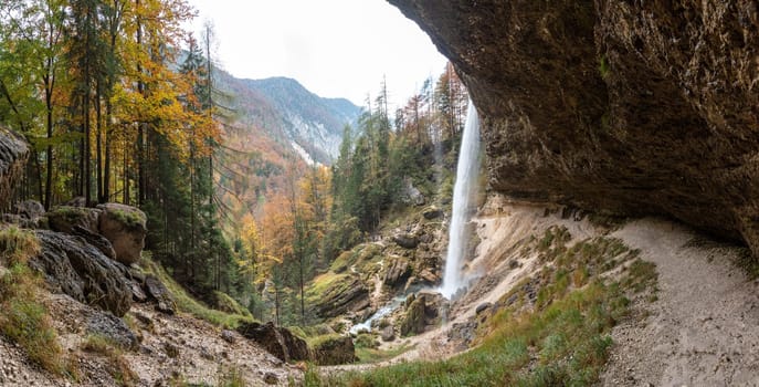 Below the scenic Pericnik waterfall in the Triglav National Park, Slovenia
