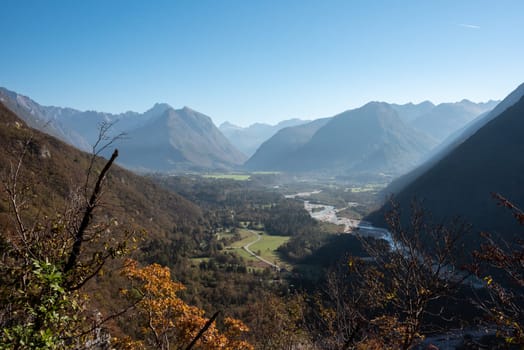 Sunrise over the famous Soca valley in the Julian Alps, Slovenia