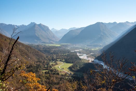 Sunrise over the famous Soca valley in the Julian Alps, Slovenia