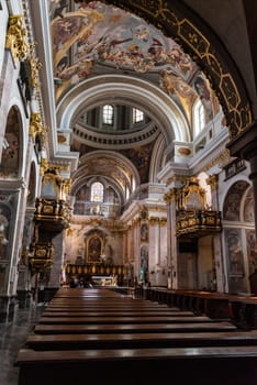 LJUBLJANA, SLOVENIA - October 04, 2022 - Inside the cathedral St. Nicholas in Ljubljana, capital city of Slovenia