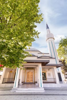 Haci Bedel Mustafa Efendi Camii, aka Osman Efendi Mescidi, a modern design small mosque influenced by Ottoman architecture, located in Mimar Sinan neighborhood, Uskudar district, Istanbul, Turkey