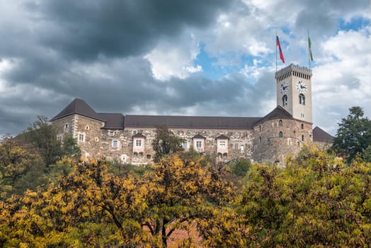 The Ljubljana city castle in autumn, Slovenia